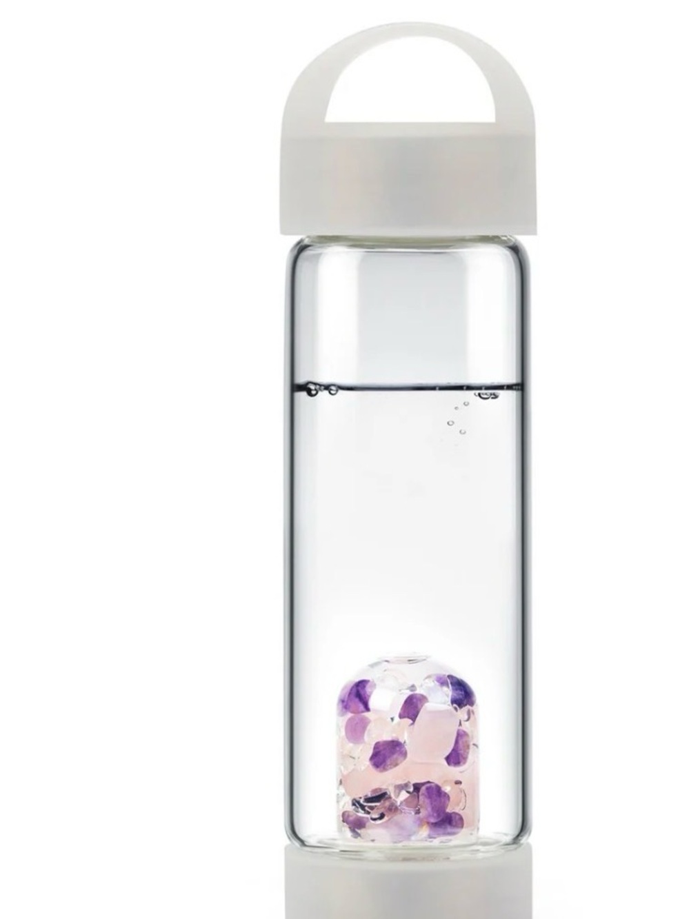 Diamond white water carrying silicone loop Crystal white gem water bottle Cap